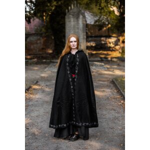 Wool cape with embroidery Black "Alma"
