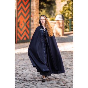 Cape with embroidery and fibula Blue "Gesa"