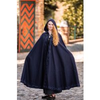 Cape with embroidery and fibula Blue "Gesa"