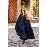 Cape with embroidery and fibula Blue "Gesa"