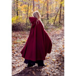 cape with embroidery and fibula Red "Gesa"