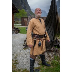 Viking tunic with embroidery Honey brown "Erwin"