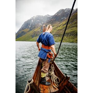 Tunique viking à manches courtes bleue...