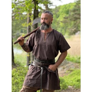 Viking tunic short sleeve Dark brown "Theobald"