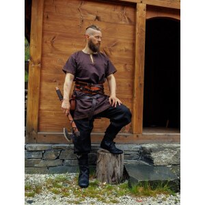 Tunique viking &agrave; manches courtes marron...