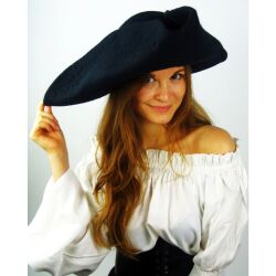 Wool felt hat tricorn hat black "Hugo"