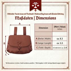 Medieval bag brown with braided stitching