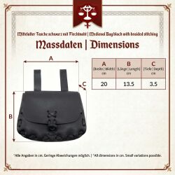 Medieval bag black with braided seam