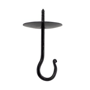 Rustic forged iron wall hook, with rosette