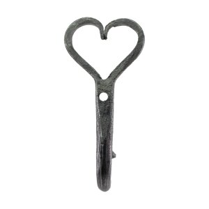 Rustic forged wall hook in the shape of a heart