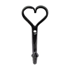 Rustic forged wall hook in the shape of a heart