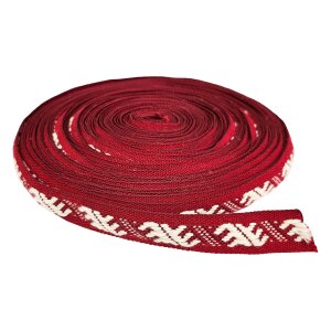 Bortenband rot-weiß Wolle 100 cm