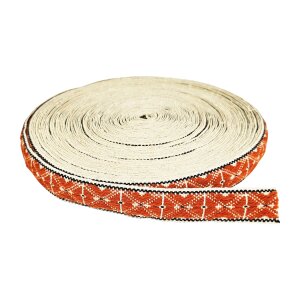 Border ribbon orange-natural colored wool 100 cm