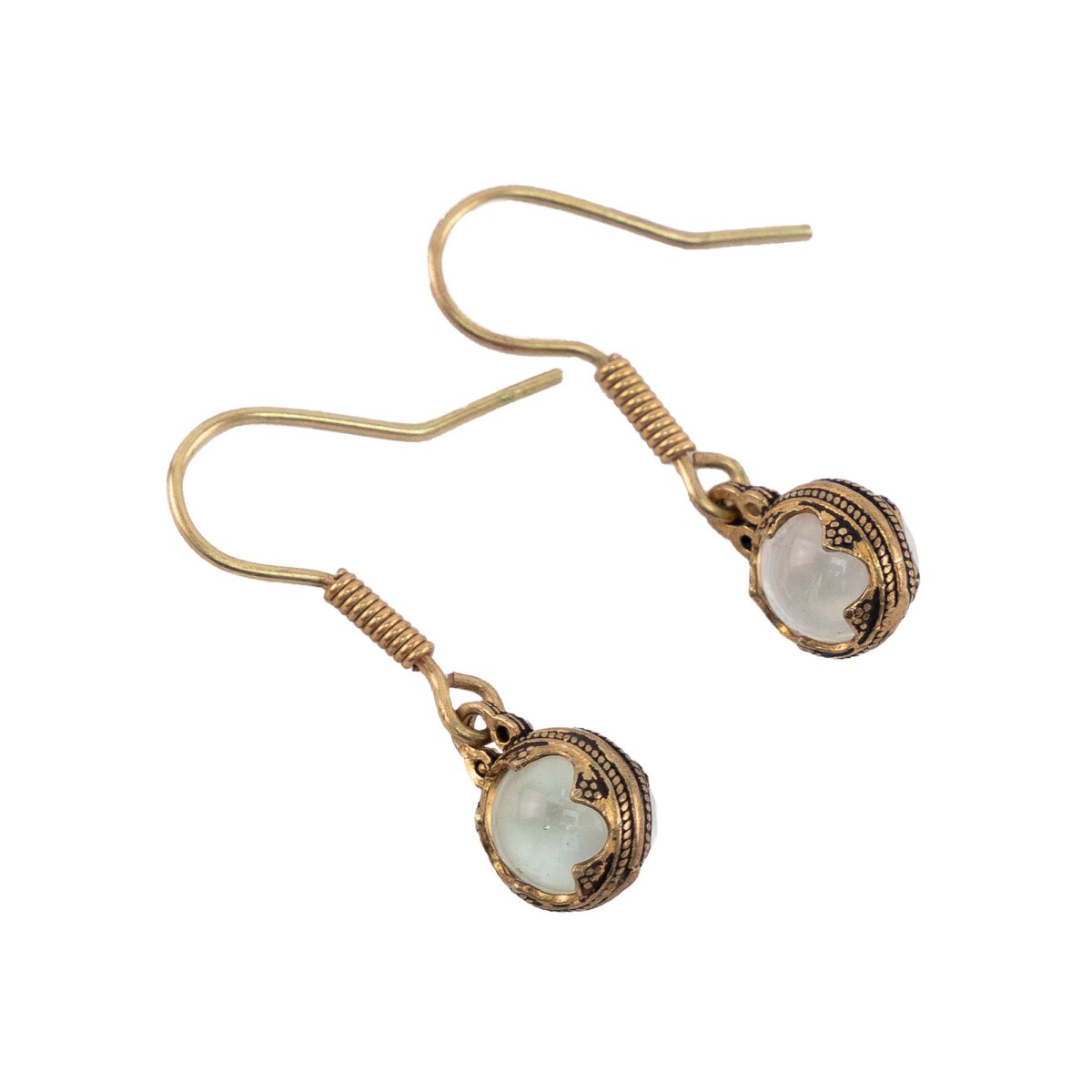 Boucles doreilles boule de verre bronze...