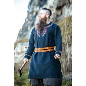 Viking tunic black-red "Snorri" with hand...