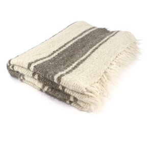 Handwoven blanket white with grey stripes 140 x 220 cm