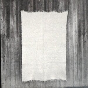Handwoven blanket wool white 140 x 220 cm