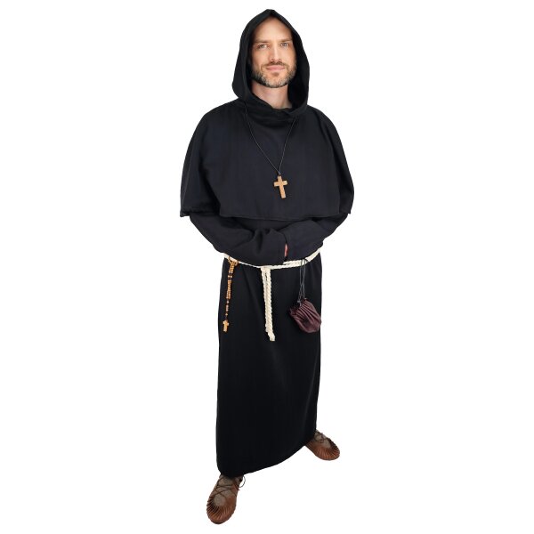 Monks cowl black "Baldrich" - set consisting of habit, cowl and rope belt