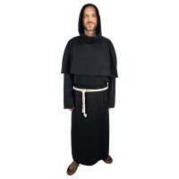 Monks cowl black "Baldrich" - set consisting of habit, cowl and rope belt