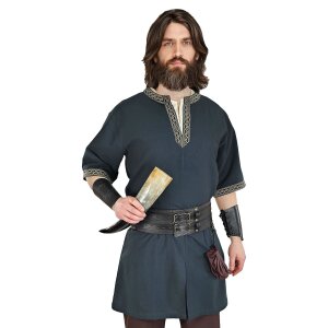 Classic Viking tunic blue "Arvid" with knot...