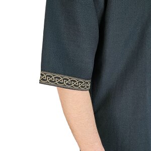 Classic Viking tunic blue "Arvid" with knot pattern, short sleeves