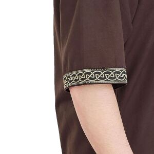 Classic Viking tunic brown "Arvid" with knot pattern, short sleeves