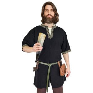 Classic Viking tunic black "Arvid" with knot...