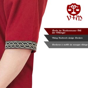 Classic Viking tunic red "Arvid" with knot pattern, short sleeves