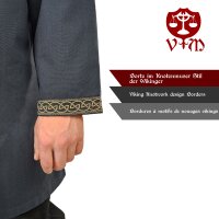Classic Viking tunic blue with knot pattern "Hakon", long sleeves