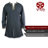 Classic Viking tunic blue with knot pattern "Hakon", long sleeves