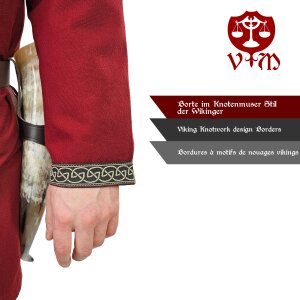 Classic Viking tunic red with knot pattern "Hakon", long sleeves