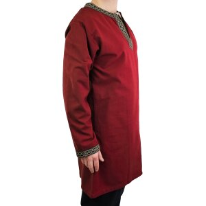 Classic Viking tunic red with knot pattern "Hakon", long sleeves