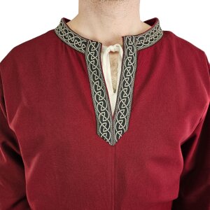 Classic Viking tunic red with knot pattern "Hakon", long sleeves