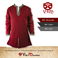 Classic Viking tunic red with knot pattern "Hakon", long sleeves