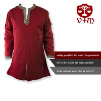 Classic Viking tunic red with knot pattern "Hakon", long sleeves