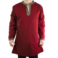 Classic Viking tunic red with knot pattern "Hakon", long sleeves