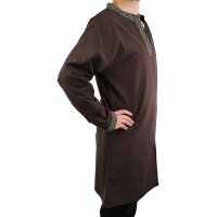 Classic brown Viking tunic with knot pattern "Hakon", long sleeves