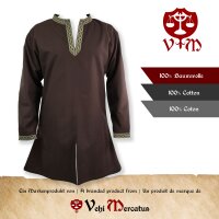 Classic brown Viking tunic with knot pattern "Hakon", long sleeves