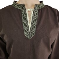 Classic brown Viking tunic with knot pattern "Hakon", long sleeves