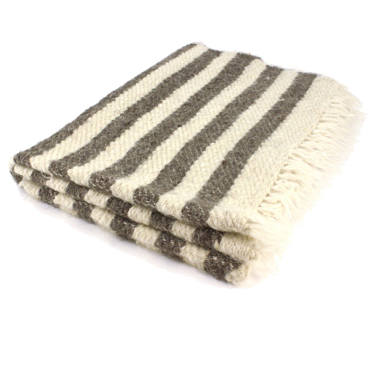 Handwoven blanket woolwhite/grey 140 x 220 cm