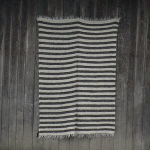 Handwoven blanket woolwhite/grey 140 x 220 cm