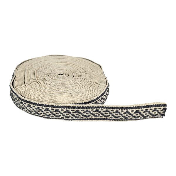 Border ribbon natural gray cotton 100 cm