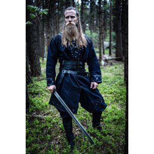Tunique viking avec applications en cuir véritable...