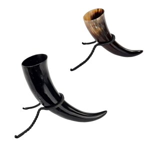 Rustic forged drinking horn stand Omega