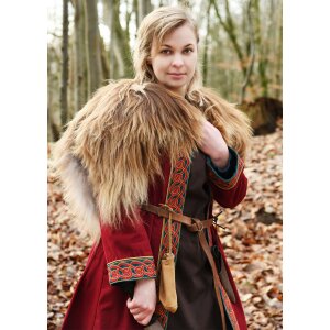 Embroidered Viking coat, wine-red/petrol "Ella"