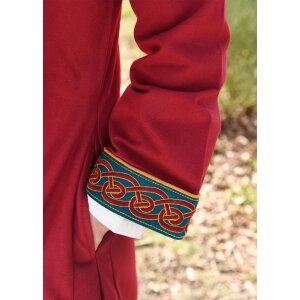 Embroidered Viking coat, wine-red/petrol "Ella"