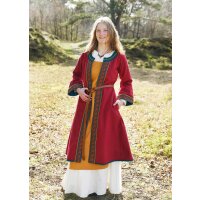 Embroidered Viking coat, wine-red/petrol "Ella"