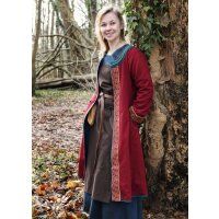 Embroidered Viking coat, wine-red/petrol "Ella"