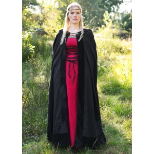 Medieval cloak with velvet trim, black