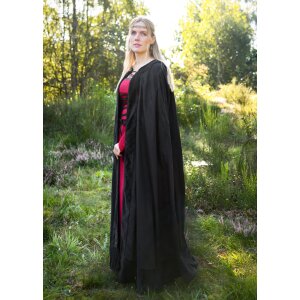 Medieval cloak with velvet trim, black